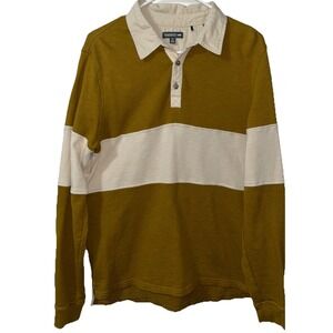 Toad & Co Rugby Polo Striped Shirt M Tan Olive Rowing Crew Tan Preppy Ivy Sports